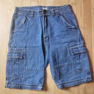 Utility cargo 90s denim shorts: 32 x 30